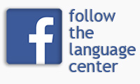 Facebook Icon with phrase "Follow the Language Center"
